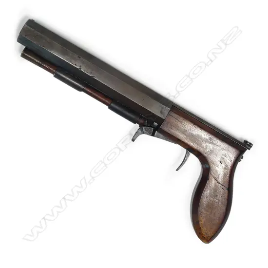 A 19thC .44 Calibre under hammer percussion pistol,