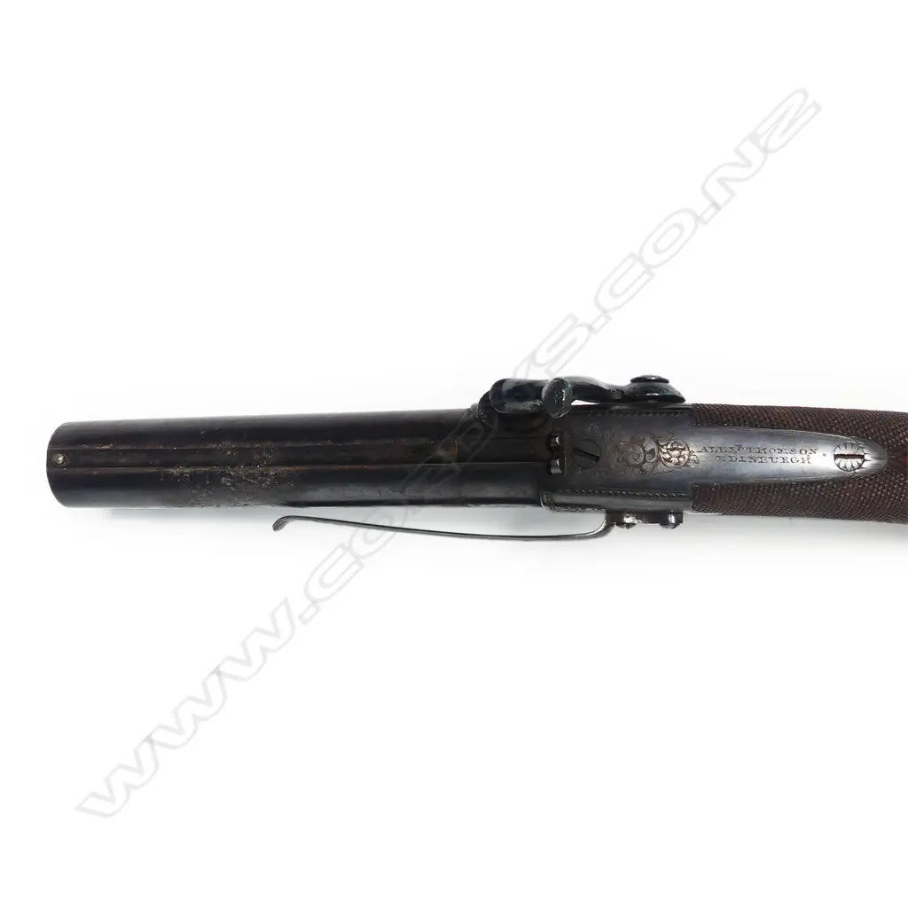 A 19thC 18 Bore Alexander Thomson belt hook percussion pistol, Image 1++
