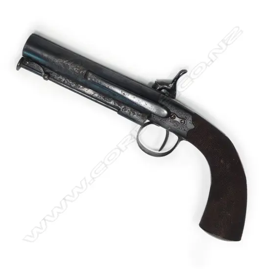 A 19thC 18 Bore Alexander Thomson belt hook percussion pistol,