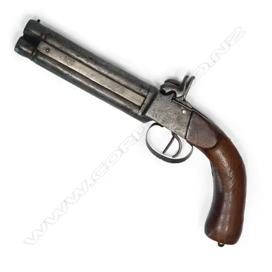 19thC 34-Bore percussion over and under overcoat pistol,