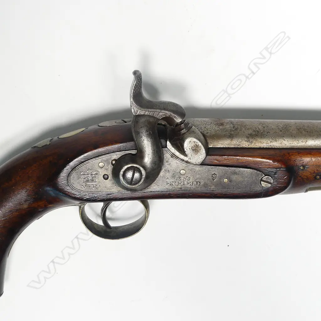 A 19thC Enfield large bore single shot percussion pistol, Image 1++