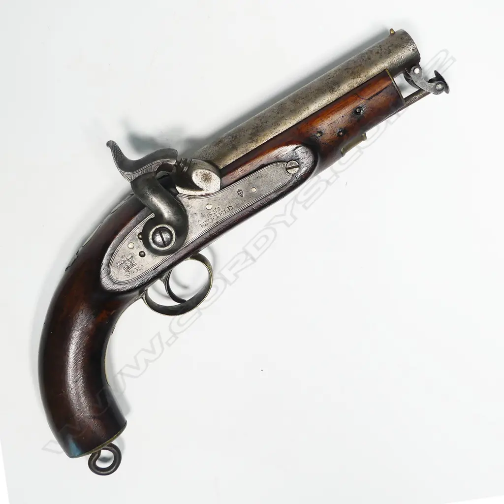 A 19thC Enfield large bore single shot percussion pistol, Image 1++