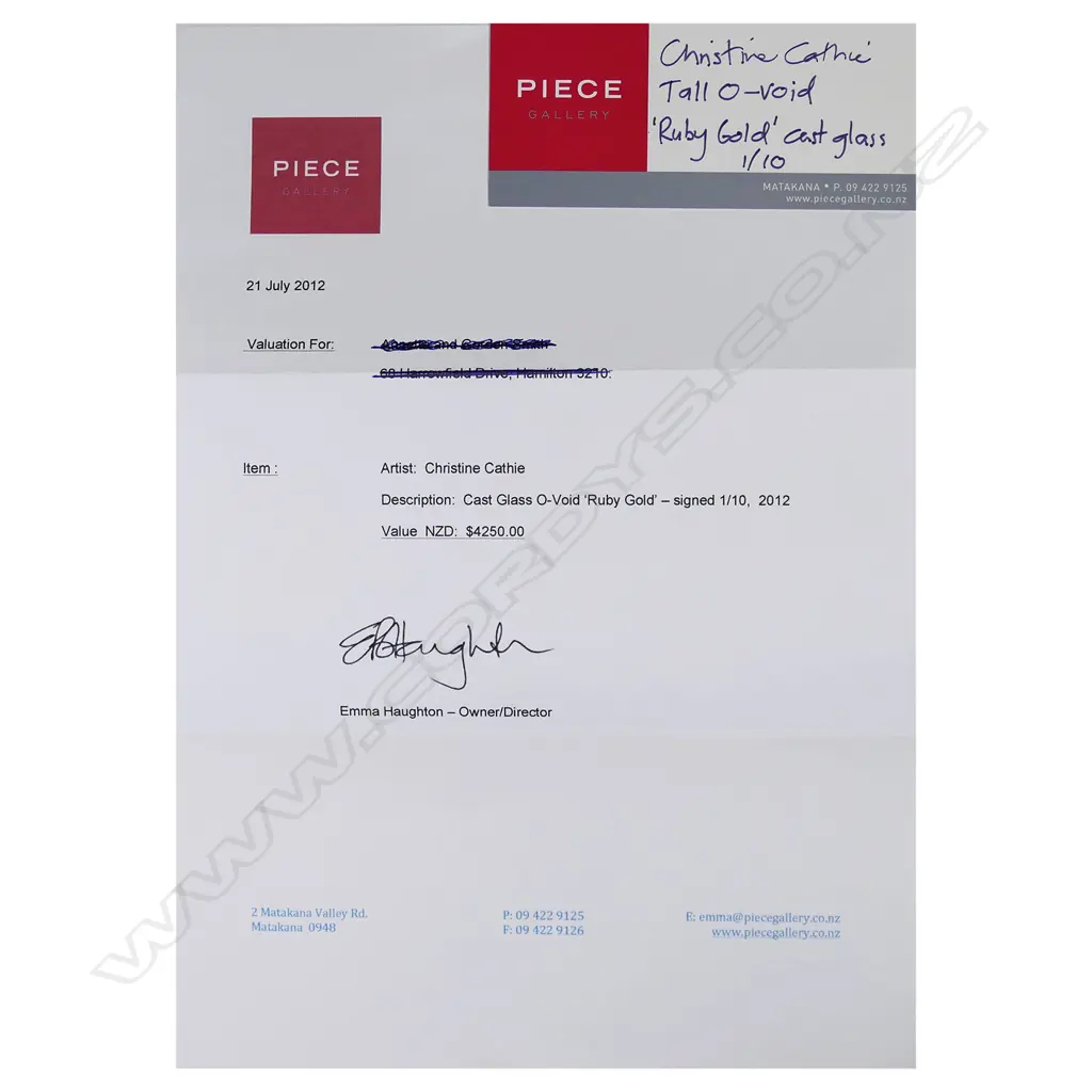 Christine Cathie (NZ 1955-)-‘Void Ruby Gold', Image 1++