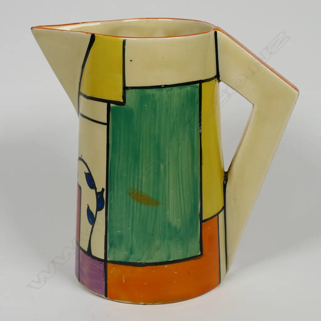 Clarice Cliff Bizarre Conical ‘Branch and Squares’ jug, Image 1++