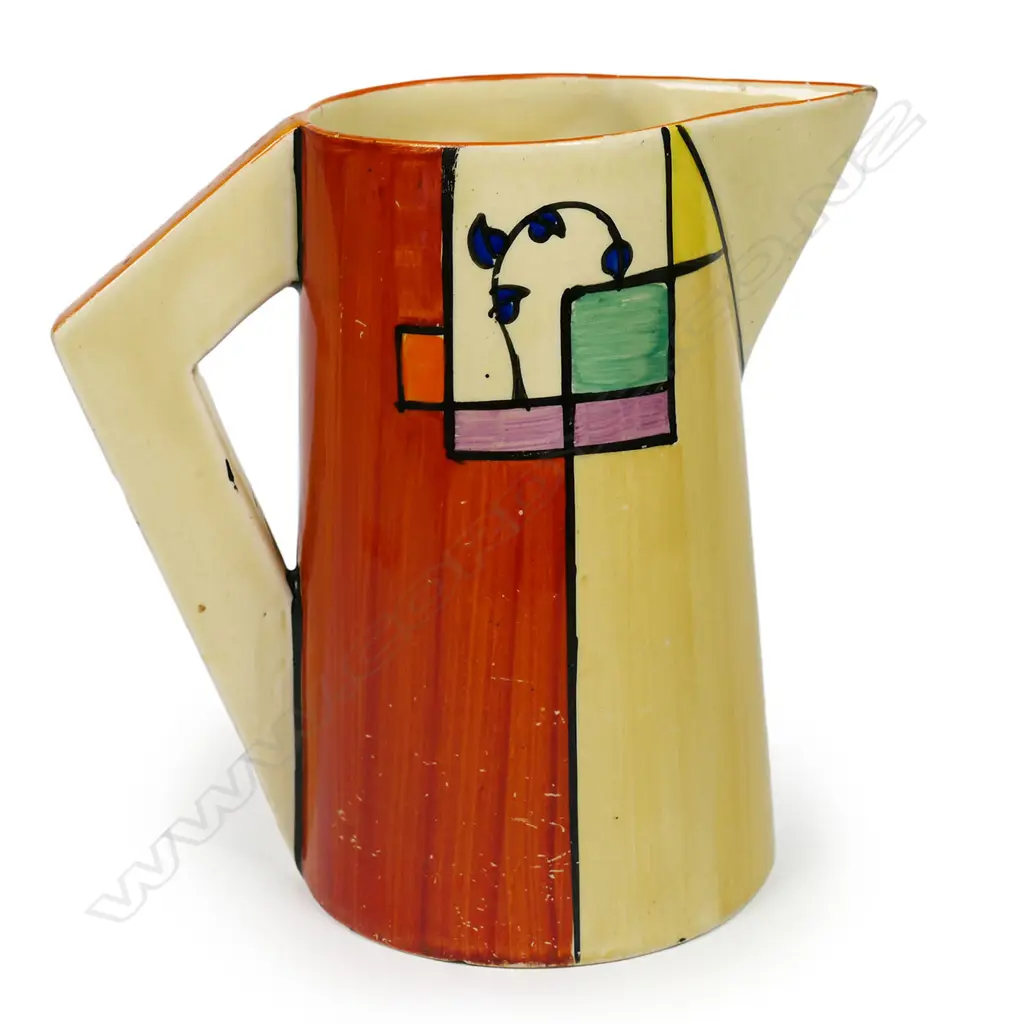 Clarice Cliff Bizarre Conical ‘Branch and Squares’ jug, Image 1++