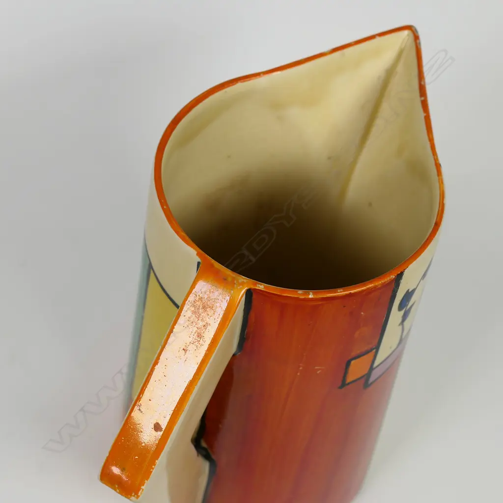 Clarice Cliff Bizarre Conical ‘Branch and Squares’ jug, Image 1++
