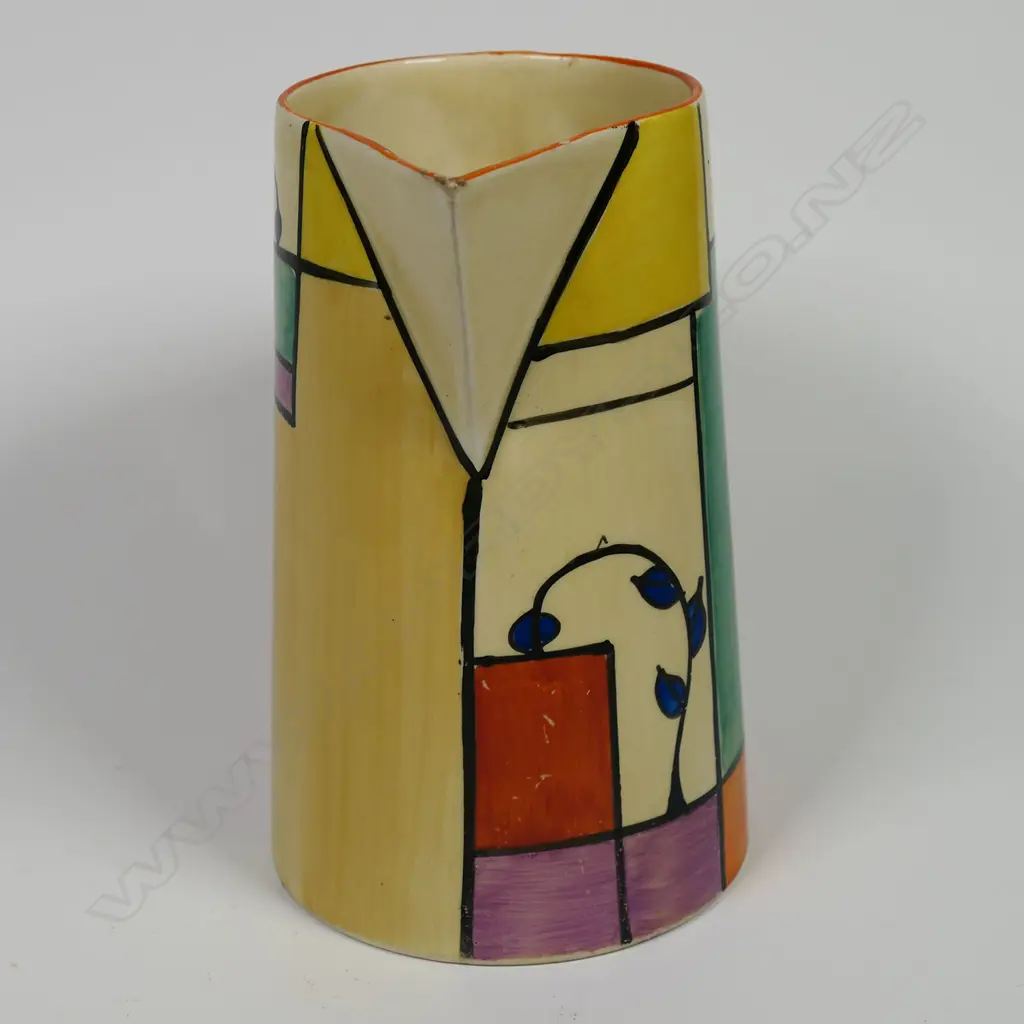 Clarice Cliff Bizarre Conical ‘Branch and Squares’ jug, Image 1++