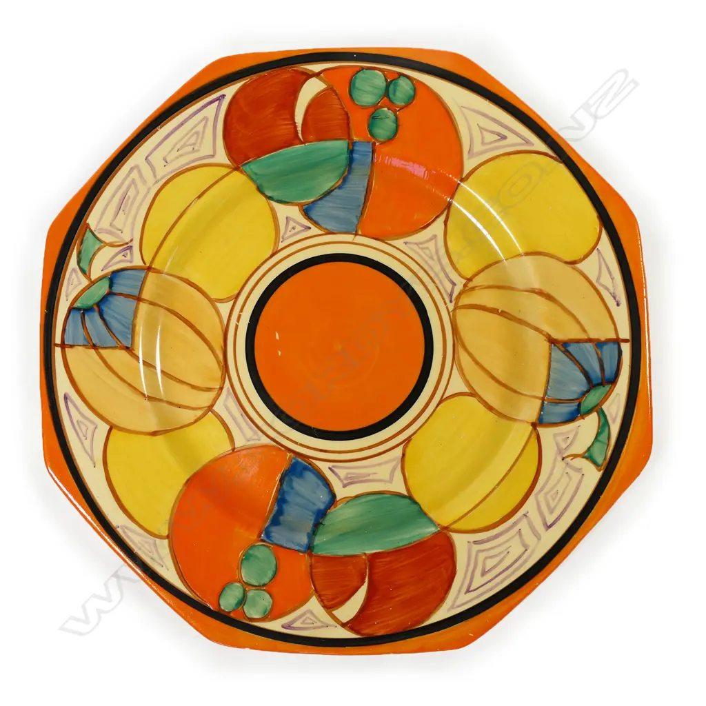 A Clarice Cliff Bizarre 'Orange Melon' octagonal plate, Image 1++