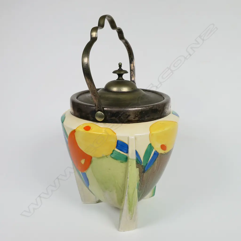 Clarice Cliff Bizarre 'Delicia Citrus' biscuit barrel, Image 1++