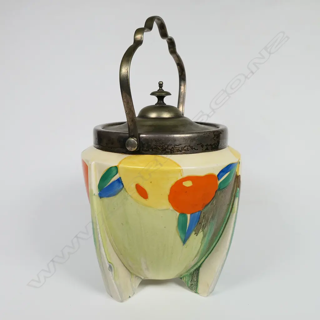 Clarice Cliff Bizarre 'Delicia Citrus' biscuit barrel, Image 1++