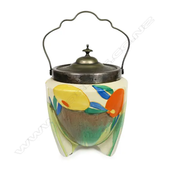 Clarice Cliff Bizarre 'Delicia Citrus' biscuit barrel,