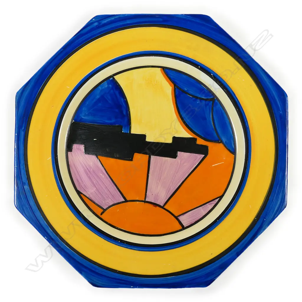 Clarice Cliff Bizarre 'Sunray' octagonal plate, Image 1++