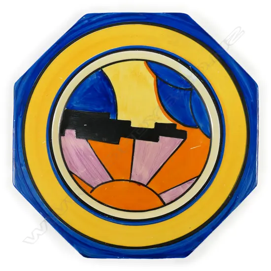 Clarice Cliff Bizarre 'Sunray' octagonal plate,