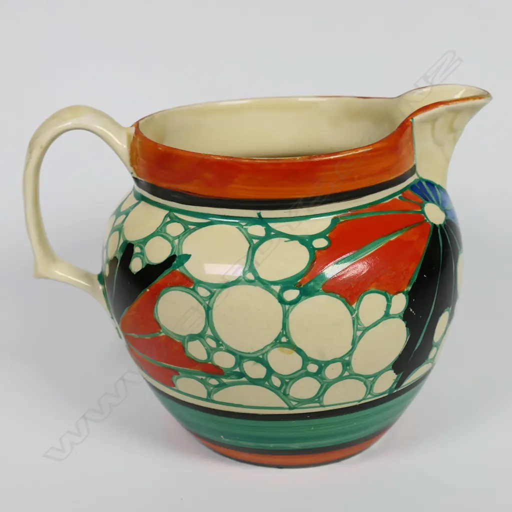 Clarice Cliff Fantasque ‘Red Broth’ Perth jug, Image 1++