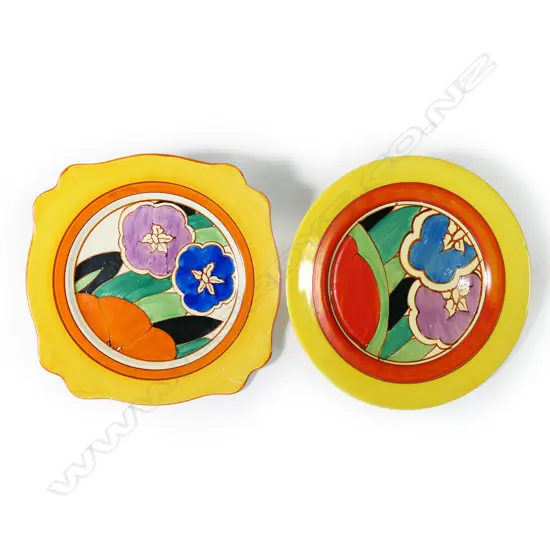 Two Clarice Cliff Fantasque 'Gardenia' plates,