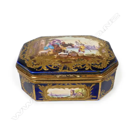 A 19thC Sevres hand painted porcelain box,