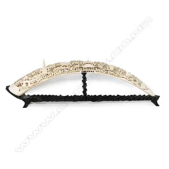 An outstanding old Chinese carved ivory elephant tusk,