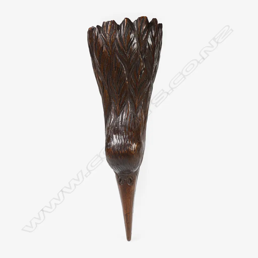 A c.1900 uncommon large carved letter clip as a kiwi's head and neck, Image 1++