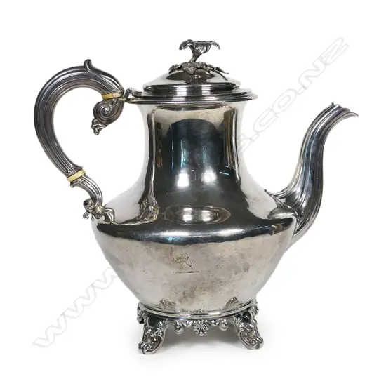 A William IV silver coffee pot,