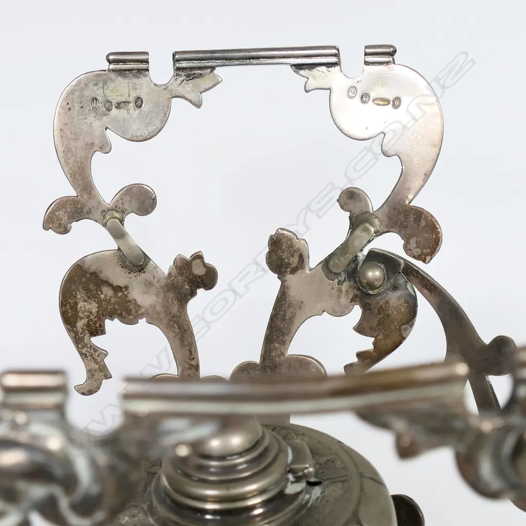 A mid 19thC Danish 825 standard silver spirit kettle with burner and stand, Image 1++