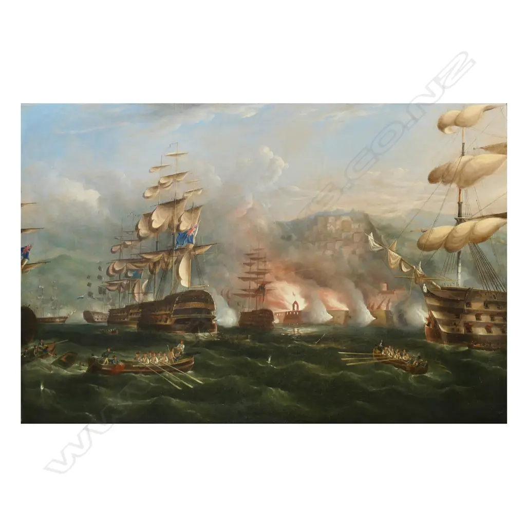 Richard Barnett (Ball) Spencer (1812-1874) ‘The Bombardment of Algiers (1816) Under the Command of Lord Exmouth and the Dutch Fleet’, Image 1++