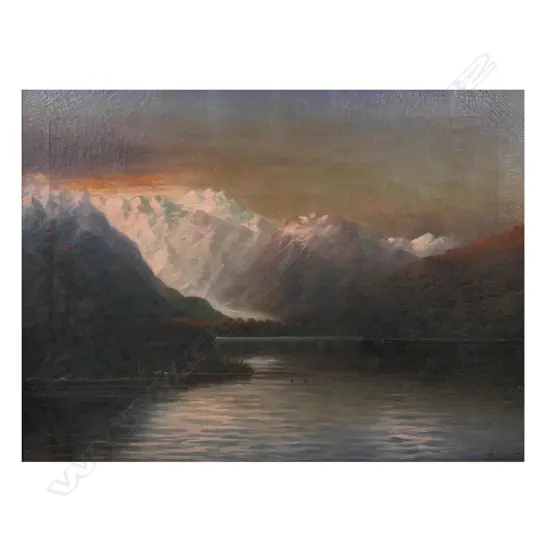 J.D. Perrett (NZ/UK 1859-1937) Southern Alps and Lake,