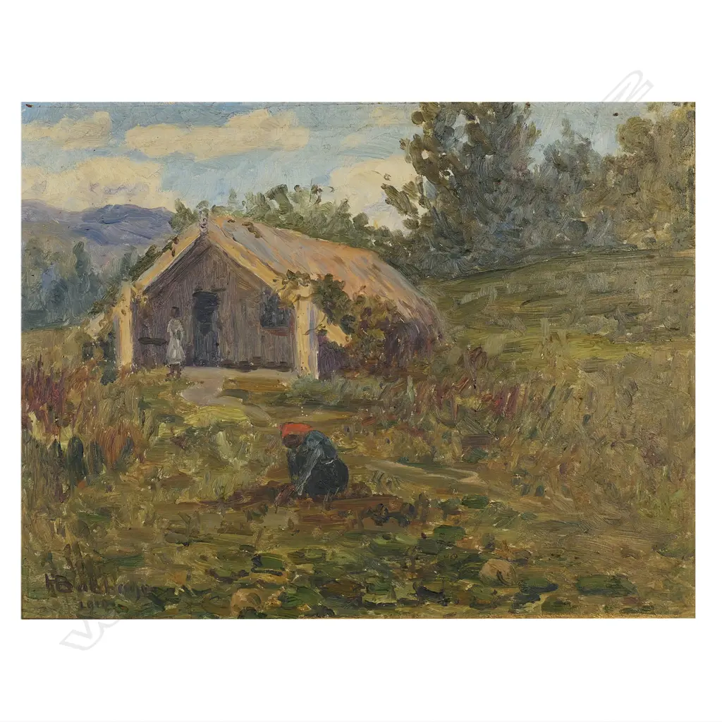 Herbert Ivan Babbage (NZ/UK 1875-1916) Māori Whare, Image 1++