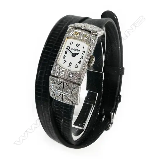 A ladies platinum and diamond Vulcain Art Deco wrist watch,