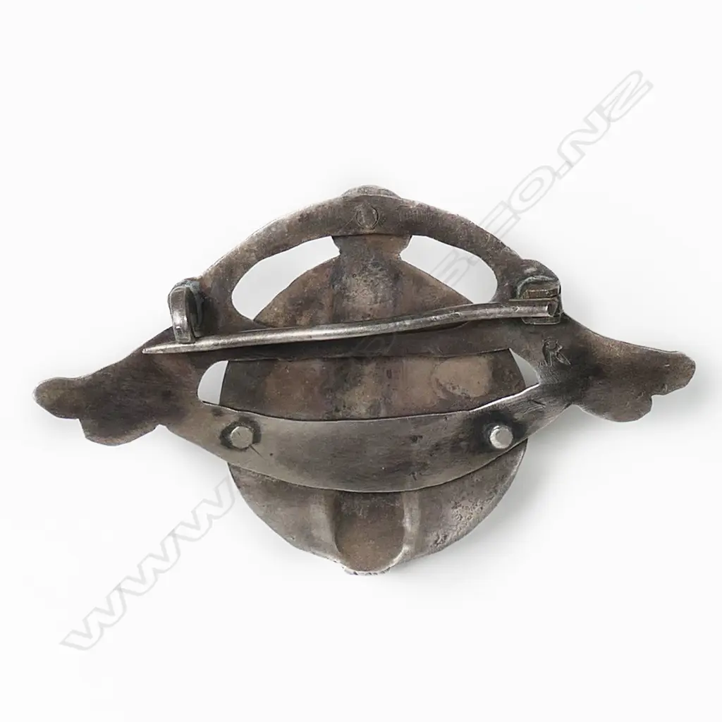 A Frances McNair née Macdonald - attributed (Glasgow School) rare silver and enamel stylized insect brooch, Image 1++