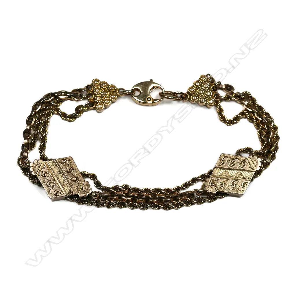 A 9ct gold antique Albertina bracelet, Image 1++