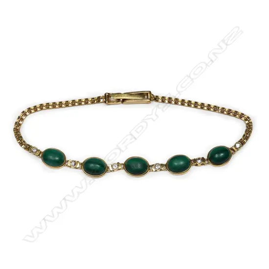 A 14ct gold malachite and diamond bracelet,