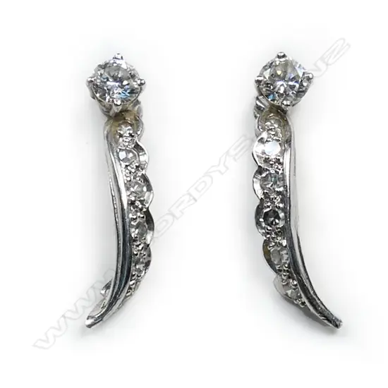 A pair of 18ct white gold and diamond earrings,