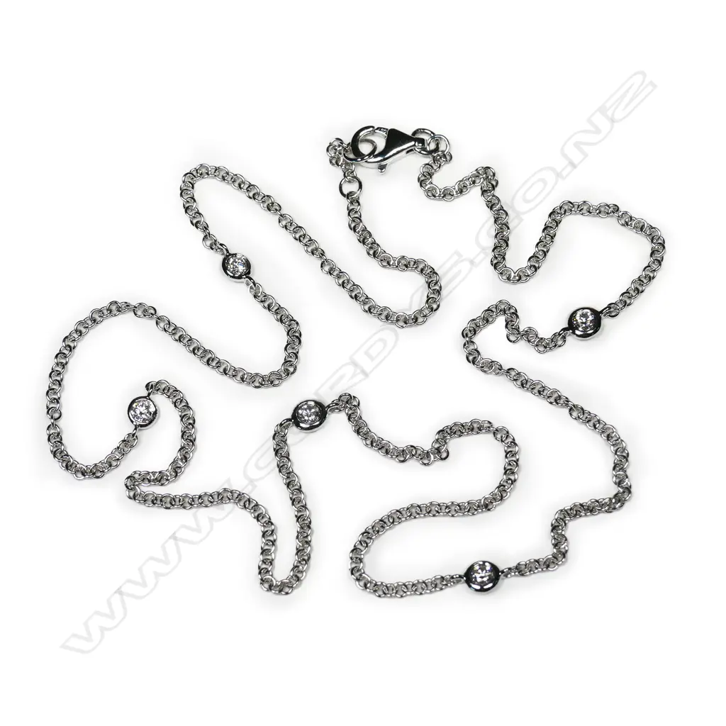 An 18ct white gold and diamond necklace, Image 1++