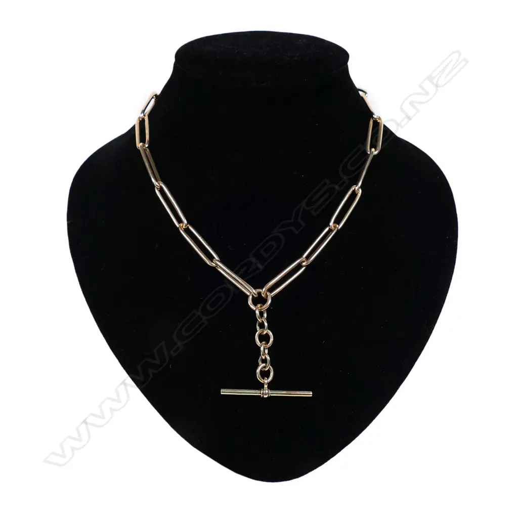 A 9ct rose gold Albert chain, Image 1++