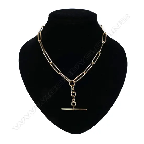 A 9ct rose gold Albert chain,