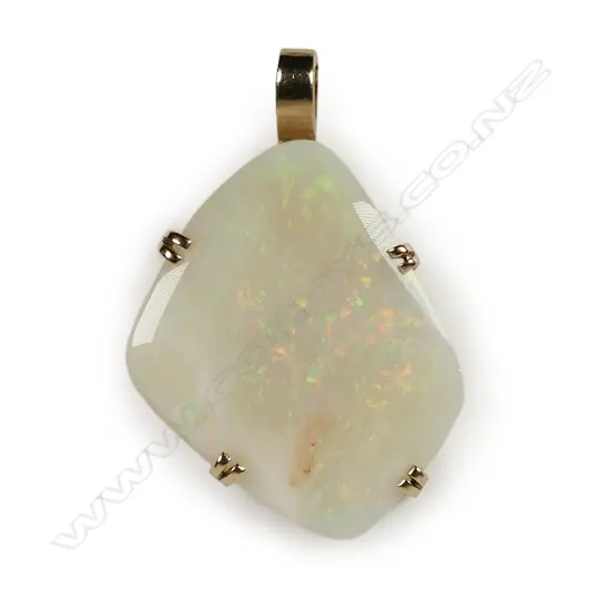 A large opal and 9ct yellow gold framed pendant,