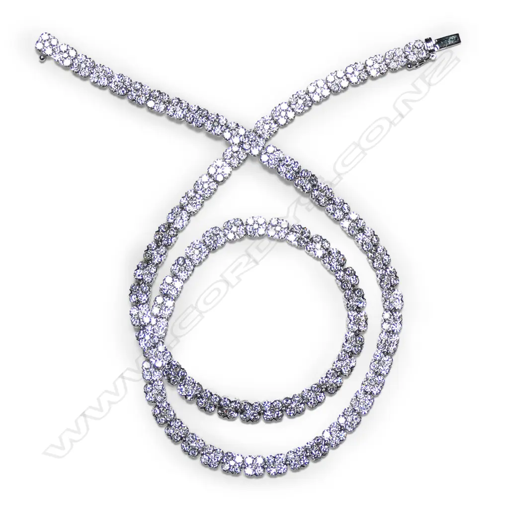 An impressive 18ct white gold and multi diamond fully set necklace, Image 1++
