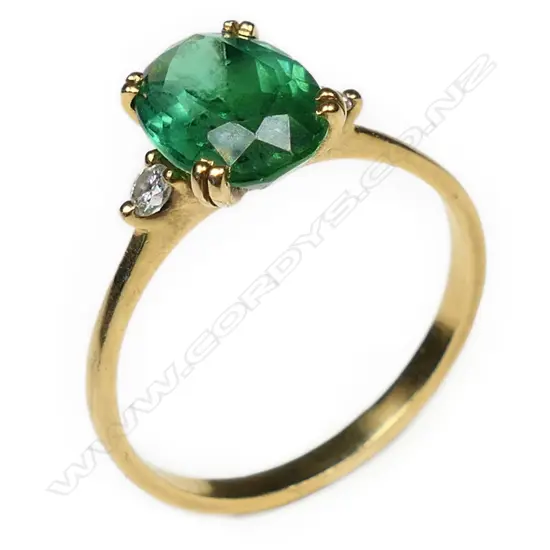 An 18ct gold tourmaline and diamond ring,