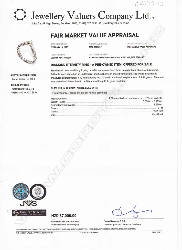 An 18ct white gold and diamond ring, Image 1++