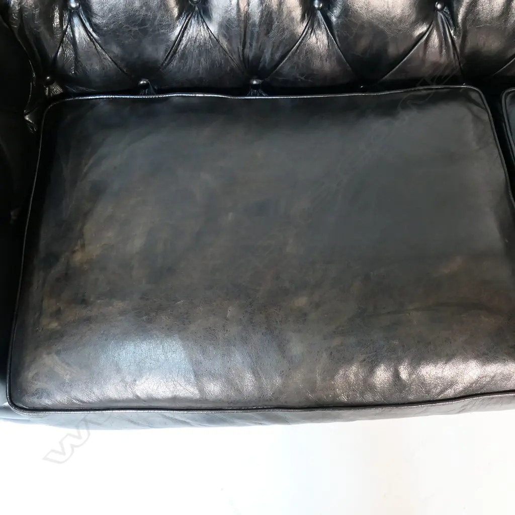 An 'Artsome' black leather 'Hampton Court two-seater Vintage Cigar' couch, Image 1++