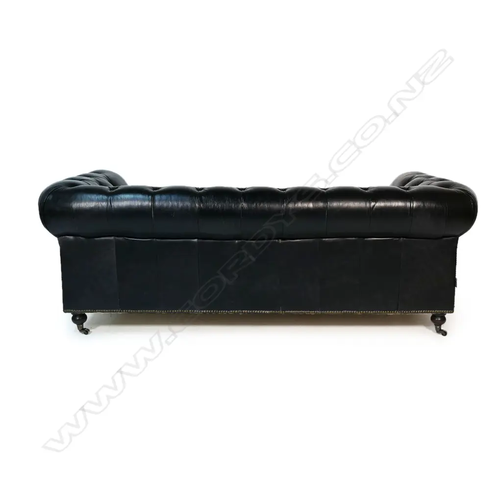 An 'Artsome' black leather 'Hampton Court two-seater Vintage Cigar' couch, Image 1++