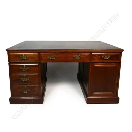 A late Victorian mahogany partners desk,