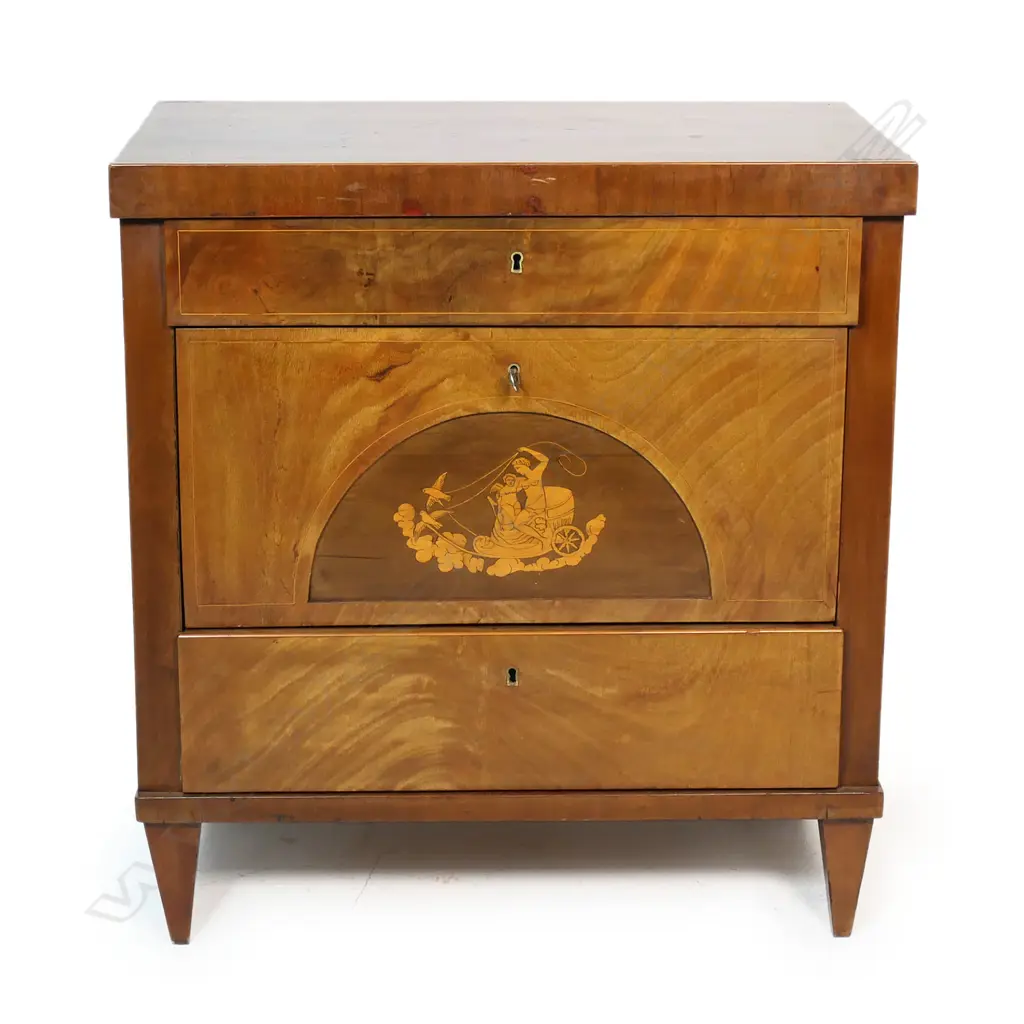 A 19thC Swedish Biedermeier flame mahogany chest of small proportions, Image 1++