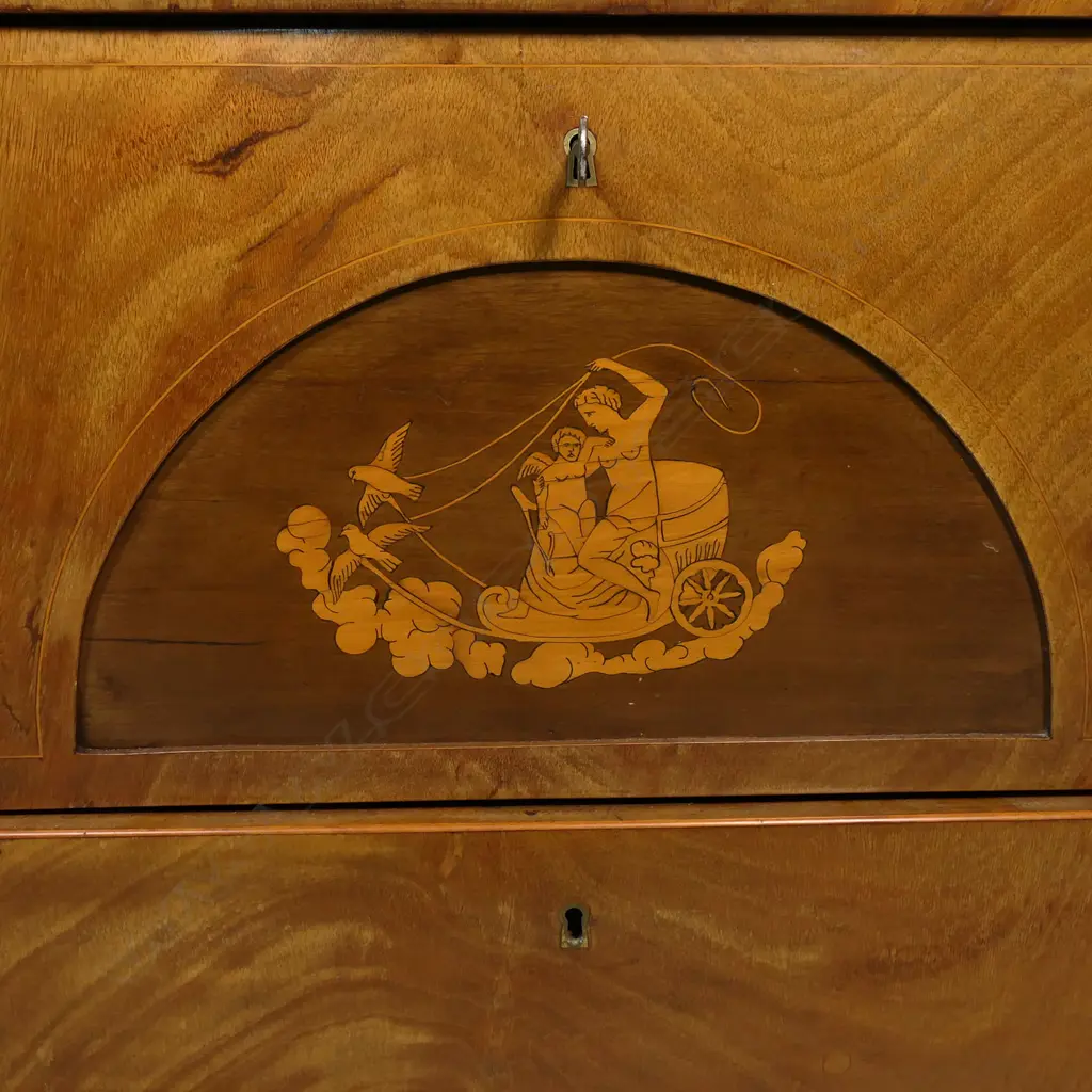 A 19thC Swedish Biedermeier flame mahogany chest of small proportions, Image 1++