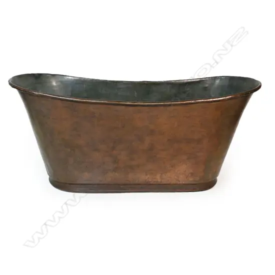 A French copper bateau bathtub,