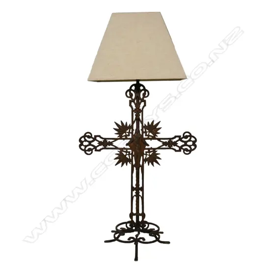 A cast iron table lamp,
