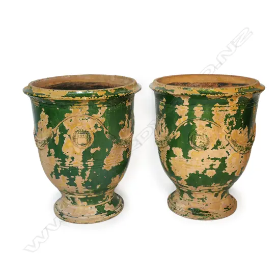 A pair of large terracotta Poterie De La Madeleine garden pots,