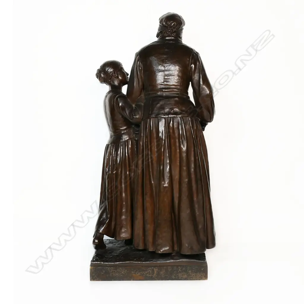A 19thC French bronze sculpture 'Le Baton de Viellesse' (The Staff of Old Age) by Jean Ecoula. H.66mm. Image 1++