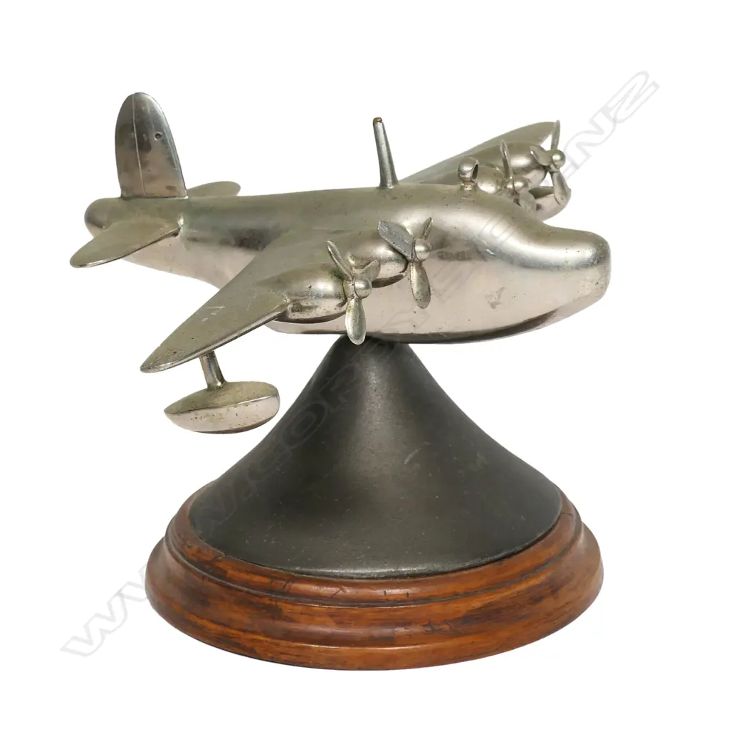 A  c.1950 Short Sunderland chromed brass plane - on stand. L.225mm. Image 1++