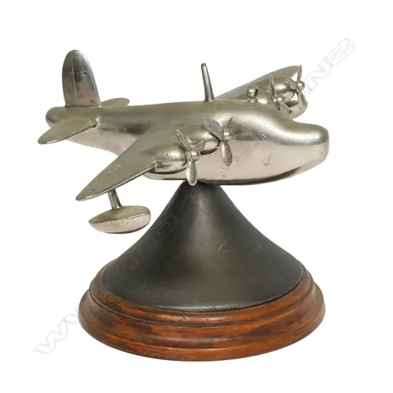 A  c.1950 Short Sunderland chromed brass plane - on stand. L.225mm.